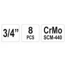 Sada nástrčných kľúčov YATO 8 kusov 3/4" 22-41 mm CrMo