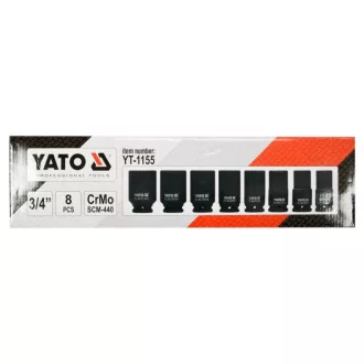   YATO Machine sada dlhých nástrčných kľúčov 8 kusov 3/4" 22-41 mm CrMo