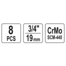 YATO Machine sada dlhých nástrčných kľúčov 8 kusov 3/4" 22-41 mm CrMo