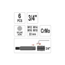 Sada nástrčných kľúčov YATO Machine bit 6 kusov Spline 3/4" M12-M18 CrMo
