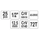 Sada nástrčných kľúčov YATO 25 kusov 1/2" 10-32 mm CrV