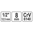YATO adaptér držiaka bitov 1/2" štvorcový ->8 mm šesťhran