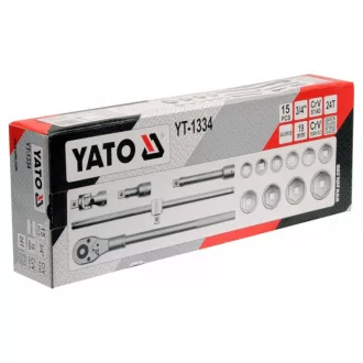   Sada nástrčných kľúčov YATO 15 kusov 3/4" 30-60 mm CrV