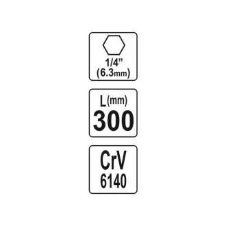 YATO Ohybný hnací hriadeľ 1/4" x 1/4" 300 mm
