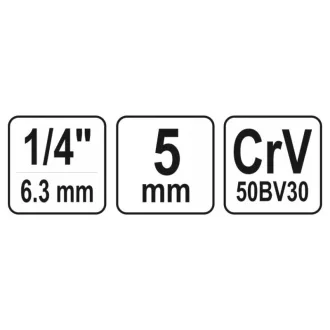 YATO nástrčný kľúč 1/4" 5 mm CrV