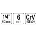 YATO nástrčný kľúč 1/4" 6 mm CrV