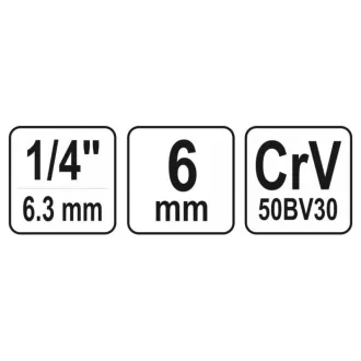 YATO nástrčný kľúč 1/4" 6 mm CrV