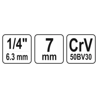 YATO nástrčný kľúč 1/4" 7 mm CrV