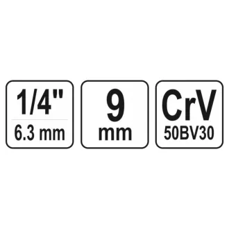 YATO nástrčný kľúč 1/4" 9 mm CrV