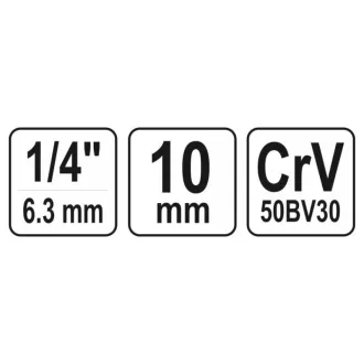 YATO nástrčný kľúč 1/4" 10 mm CrV