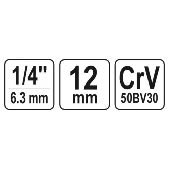 YATO nástrčný kľúč 1/4" 12 mm CrV