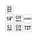 Sada nástrčných kľúčov YATO 23 kusov 1/4" 4-13 mm CrV
