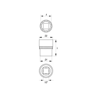 YATO nástrčný kľúč Spline 1/2" 8 mm CrV