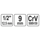 YATO nástrčný kľúč Spline 1/2" 9 mm CrV