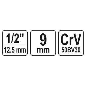 YATO nástrčný kľúč Spline 1/2" 9 mm CrV