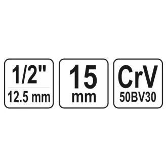 YATO nástrčný kľúč Spline 1/2" 15 mm CrV