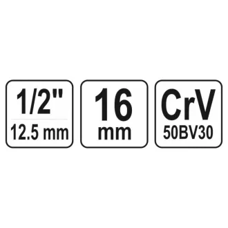YATO nástrčný kľúč Spline 1/2" 16 mm CrV