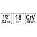 YATO nástrčný kľúč Spline 1/2" 18 mm CrV