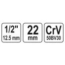 YATO nástrčný kľúč Spline 1/2" 22 mm CrV