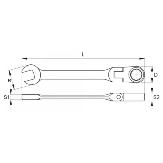 Račňový kľúč YATO 19 mm / 245 mm 72T CrV