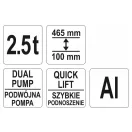YATO Hydraulický krokodílový zdvih 2,5 t dvojpiestový Hliník