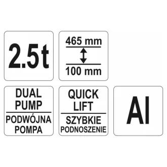  YATO Hydraulický krokodílový zdvih 2,5 t dvojpiestový Hliník