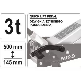   YATO Hydraulický zdvihák krokodíla 3,0 t s pedálom rýchleho zdvihu