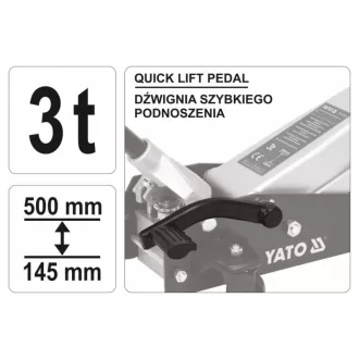   YATO Hydraulický zdvihák krokodíla 3,0 t s pedálom rýchleho zdvihu