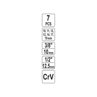   Sada nástrčných kľúčov YATO 7 kusov 3/8", 1/2" CrV