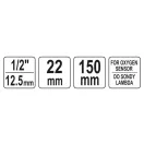 YATO Lambda sonda dlhý nástrčný kľúč 1/2" 22 mm CrV