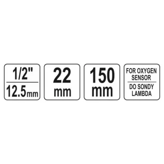   YATO Lambda sonda dlhý nástrčný kľúč 1/2" 22 mm CrV