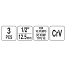 YATO 3-dielna sada nástrčných kľúčov pre vstrekovacie čerpadlo Bosch VE 1/2" CrV