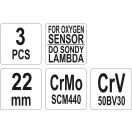 Sada kľúčov lambda sondy YATO 3 diely 22 mm CrMo