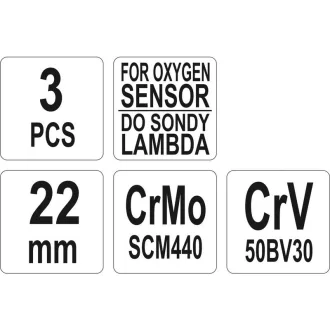 Sada kľúčov lambda sondy YATO 3 diely 22 mm CrMo