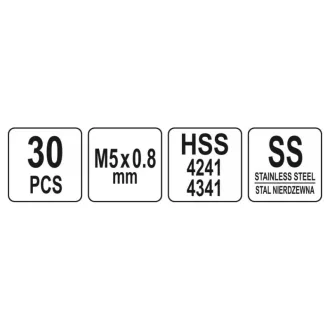 YATO Súprava na opravu závitov 30 dielna M5 0,8 mm