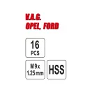 YATO Sada na opravu závitov strmeňa 16 dielov M19x1,25 mm HSS