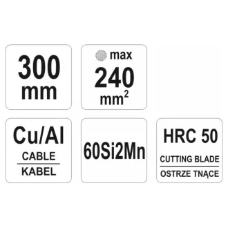   YATO Kliešte so západkou na strihanie káblov 240 mm d=17,5 mm