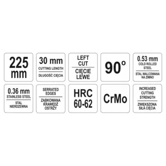   YATO nožnice na rezanie tanierov 225 mm vľavo 90 stupňov CrMo