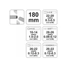 YATO Krimpovacie kliešte 180 mm/0,08-2,0 mm