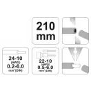 YATO Lisovacia & krimpovacia kliešte 210 mm/0,2-6,0 mm2