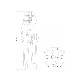   YATO Kliešte na lisovanie káblov s ratlou 230 mm/0,5-6,0 mm2