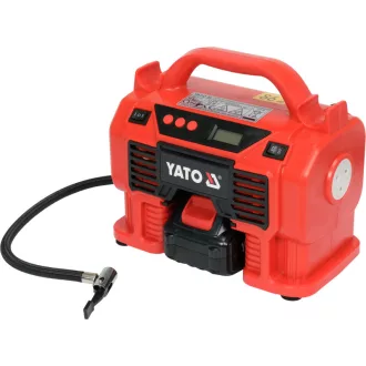   YATO Batériový kompresor 11 bar 18 V (1 x 3,0 Ah batéria + nabíjačka) + 12 V zapaľovač cigariet
