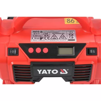   YATO Batériový kompresor 11 bar 18 V (1 x 3,0 Ah batéria + nabíjačka) + 12 V zapaľovač cigariet