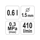 YATO Striekacia pištoľ s hornou nádobou 600 ml 1,5 mm HVLP