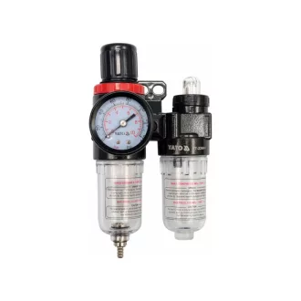   YATO Pneumatický vzduchový filter s regulátorom tlaku a nádržkou na tuk 1/4" 25 cm3