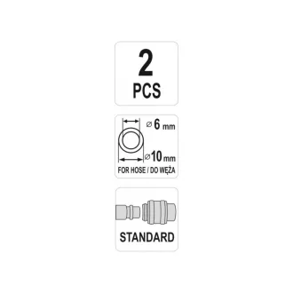   YATO Pneumatická hadicová rýchlospojka s koncovkou 1/4" 6 x 10 mm