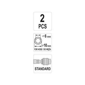   YATO Pneumatická hadicová rýchlospojka samec s 1/4" koncovkou rúrky 6 x 10 mm
