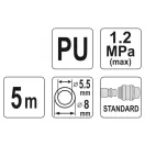 YATO Pneumatická hadica (špirála) s rýchlospojkou 5,5 x 8 mm x 5 m