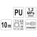 YATO Pneumatická hadica (špirála) s rýchlospojkou 5,5 x 8 mm x 10 m 1,2 MPa