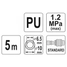 YATO Pneumatická hadica (špirála) s rýchlospojkou 6,5 x 10 mm x 5 m